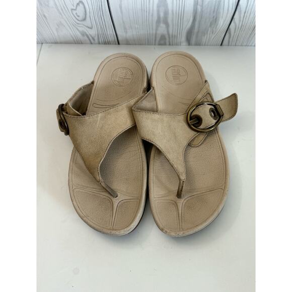 Fitflop Womens 9 Eu 41 The Skinny Thong Sandals Tan Platform Slip On (READ) - Picture 2 of 7